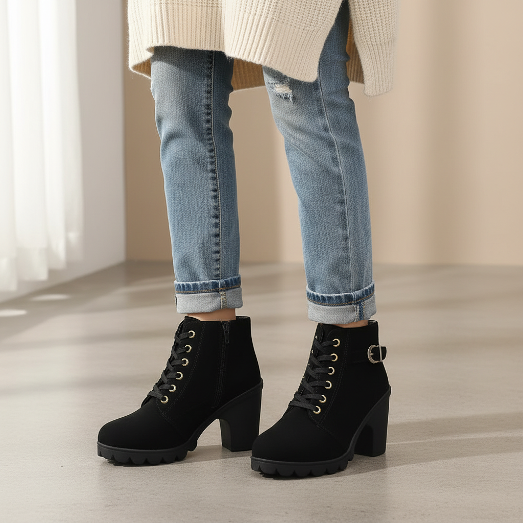 ALVÉA™ | Bottines à Talon Structuré & Détail Boucle